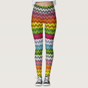 Colourful Chevron Modern Leather #26 Leggings