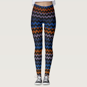 Colourful Chevron Modern Leather #28 Leggings