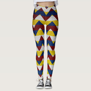 Colourful Chevron Modern Leather #8 Leggings