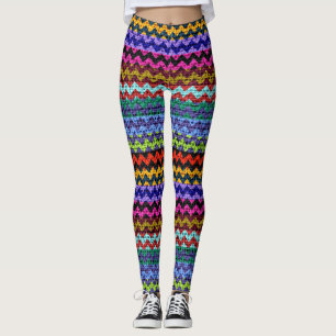 Colourful Chevron Pattern Burlap Look #10 Leggings
