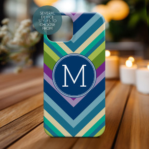 Colourful Chevron Pattern Custom Monogram iPhone 15 Case