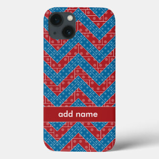 Colourful Chevron Pattern with Bricks Red Blue iPhone 13 Case