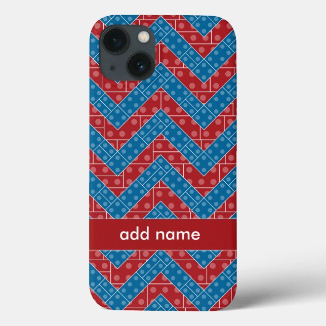 Colourful Chevron Pattern with Bricks Red Blue Case-Mate iPhone Case (Back)