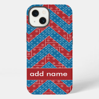 Colourful Chevron Pattern with Bricks Red Blue iPhone Case