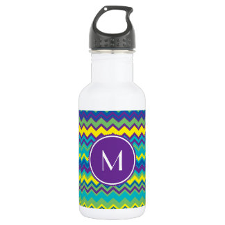 Colourful Chevron Pattern With Monogram 532 Ml Water Bottle