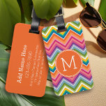 Colourful Chevron Pattern with Monogram Luggage Tag<br><div class="desc">Travel in style with a bright and trendy design for your bag or backpack. If you need to make adjustments to your initials or to the art,  click on the customise button to make changes.</div>