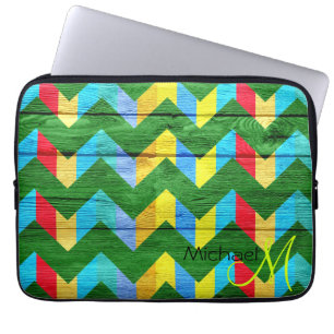 Colourful Chevron Pattern Wooden #10 Laptop Sleeve