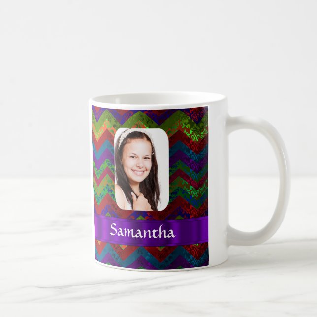 Colourful chevron photo template coffee mug (Right)