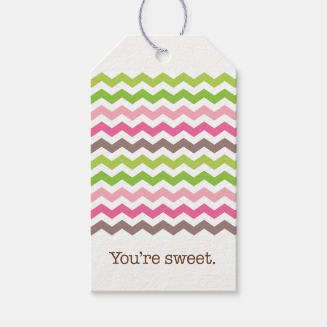 Colourful chevron stripe gift tags (Front)