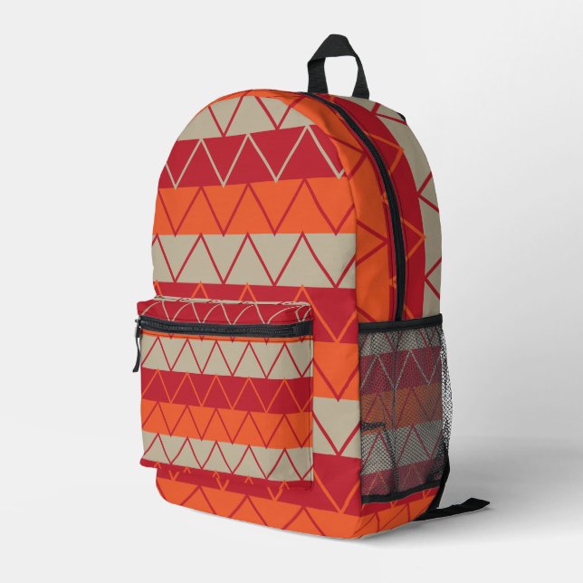 Colourful Chevron Stripe Pattern  Printed Backpack (Back Corner Right)