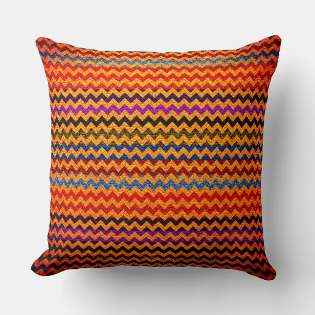 Colourful Chevron Stripes Leather Look #31 Cushion (Front)