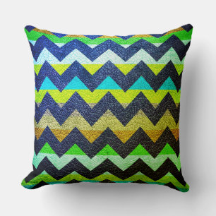 Colourful Chevron Stripes Leather Look #3 Cushion