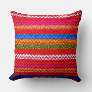 Colourful Chevron Stripes Leather Look #42 Cushion