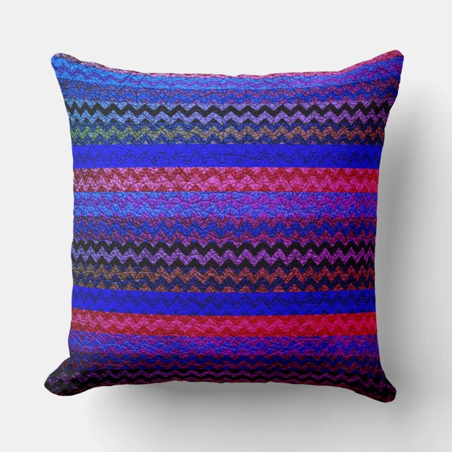 Colourful Chevron Stripes Leather Look #53 Cushion (Front)