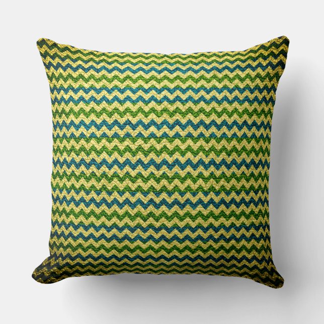 Colourful Chevron Stripes Leather Look #75 Cushion (Front)