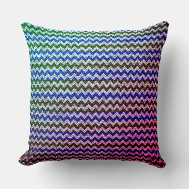 Colourful Chevron Stripes Leather Look #76 Cushion (Front)
