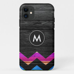 Colourful Chevron Stripes On Wood #11 iPhone 11 Case