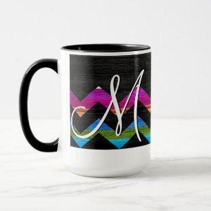 Colourful Chevron Stripes On Wood #11 Mug