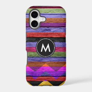 Colourful Chevron Stripes On Wood #12