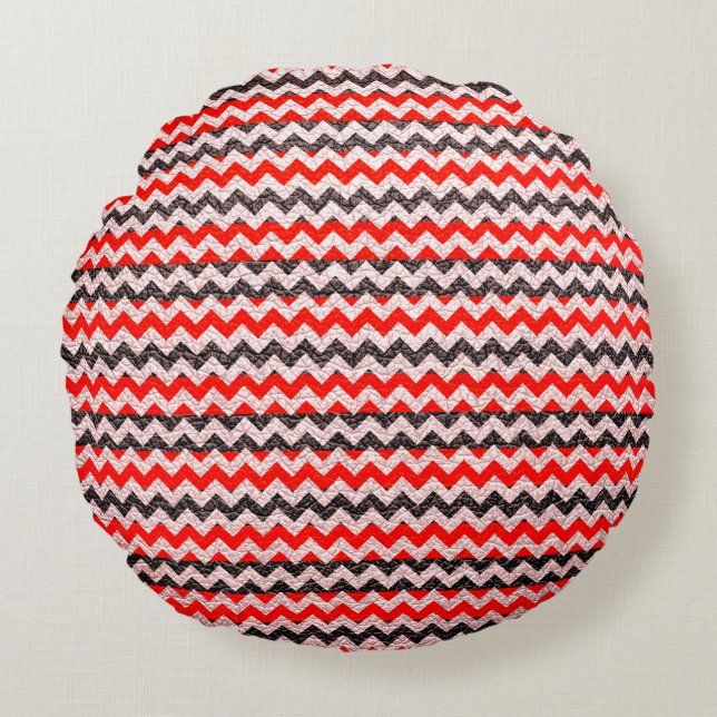Colourful Chevron Stripes Round Cushion (Front)