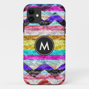 Colourful Chevron Stripes Vintage iPhone 11 Case