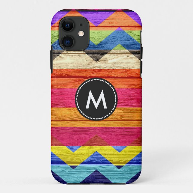 Colourful Chevron Stripes Wood #4 Case-Mate iPhone Case (Back)