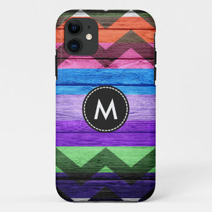 Colourful Chevron Stripes Wood #5 iPhone 11 Case