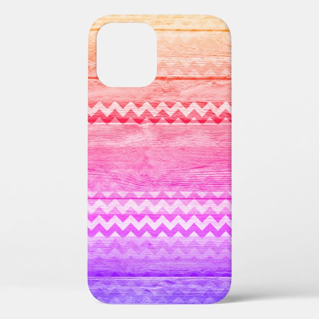 Colourful Chevron Stripes Wood Look #2 Case-Mate iPhone Case (Back)