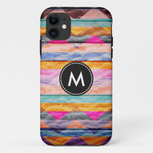 Colourful Chevron Stripes Wood Vintage #5 iPhone 11 Case