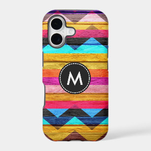 Colourful Chevron Stripes Wood Vintage #6