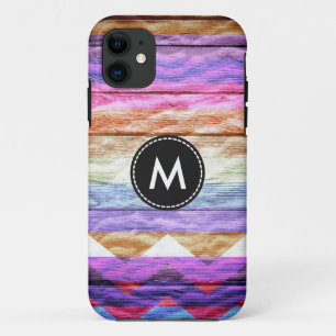 Colourful Chevron Stripes Wood Vintage #7 iPhone 11 Case