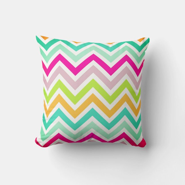 Colourful Chevron Throw Pillow (Front)