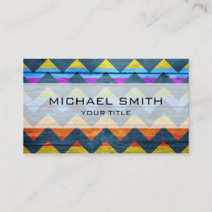 Colourful Chevron Wood Abstract #3 Business Card