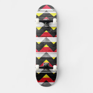 Colourful Chevron Wood Abstract #3 Skateboard
