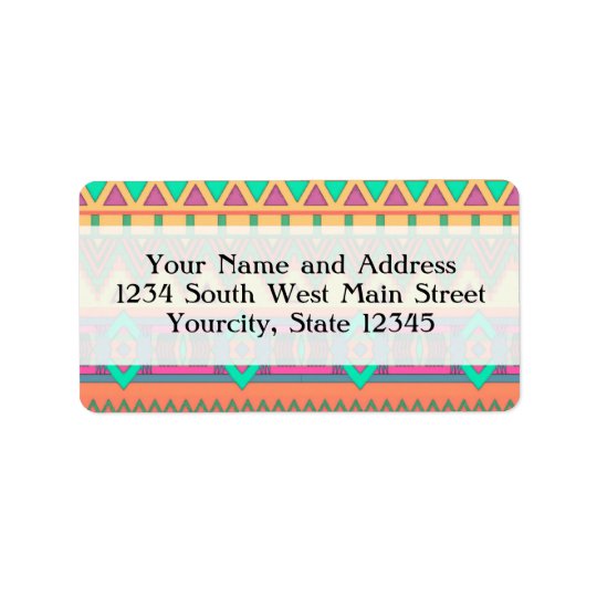 Colourful Chevron Zig Zag Tribal Aztec Ikat Address Label