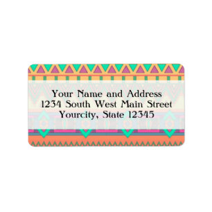 Colourful Chevron Zig Zag Tribal Aztec Ikat Patter Label