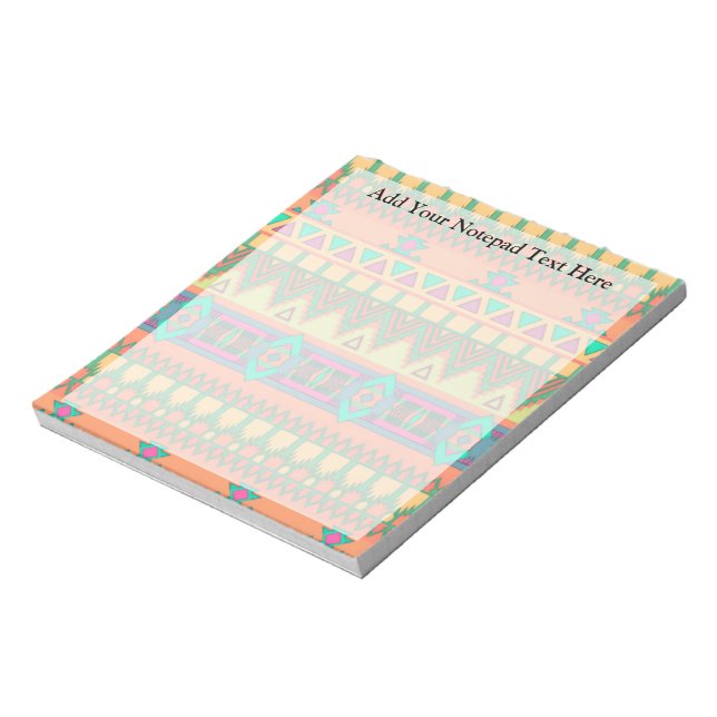 Colourful Chevron Zig Zag Tribal Aztec Ikat Patter Notepad (Rotated)