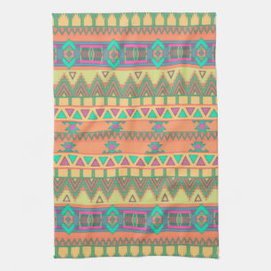 Colourful Chevron Zig Zag Tribal Aztec Ikat Patter Tea Towel