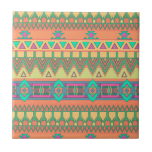 Colourful Chevron Zig Zag Tribal Aztec Ikat Tile