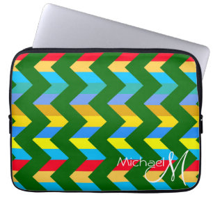 Colourful Chevron Zigzag Custom Monogram 2 Laptop Sleeve