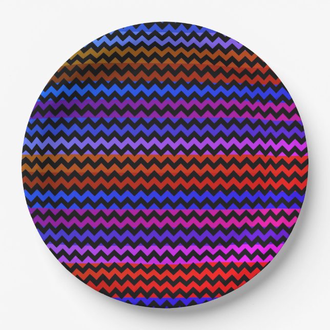 Colourful Chevron Zigzag Pattern #99 Paper Plate (Front)