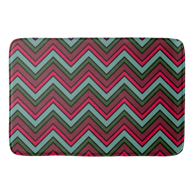 Colourful chevron zigzag pattern bath mat (Front)