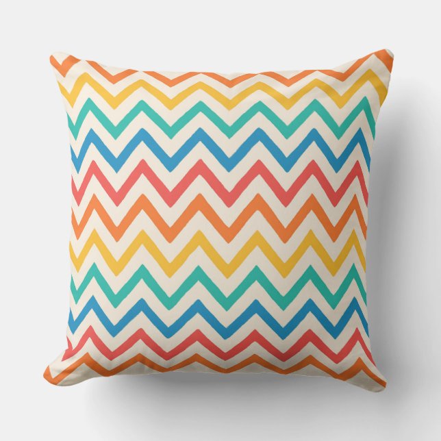 Colourful Chevron Zigzag Pattern Cushion (Front)