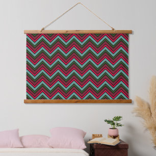 Colourful chevron zigzag pattern hanging tapestry
