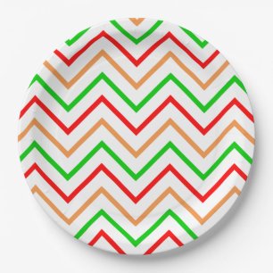 Colourful Chevron Zigzag Pattern Paper Plate
