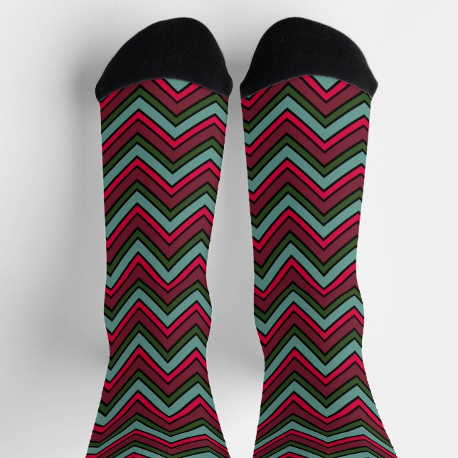 Colourful chevron zigzag pattern socks (Top)