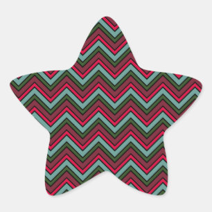 Colourful chevron zigzag pattern star sticker