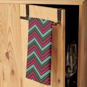 Colourful chevron zigzag pattern tea towel