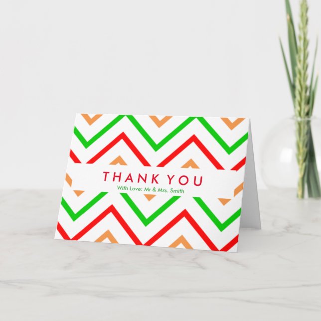 Colourful Chevron Zigzag Pattern Thank You (Front)