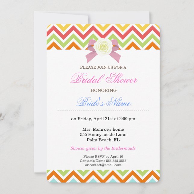 Colourful Chevron Zigzag Stripes Pattern Invitation (Front)